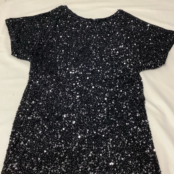 Aidan Mattox sequin cold shoulder mini cocktail dress black size 2 (W551) - Picture 6 of 14